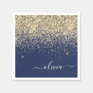 Guld-flottan Blue Girly Glitter Gnistra Monogram N Pappersservett