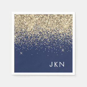 Guld-flottan Blue Girly Glitter Gnistra Monogram N Pappersservett