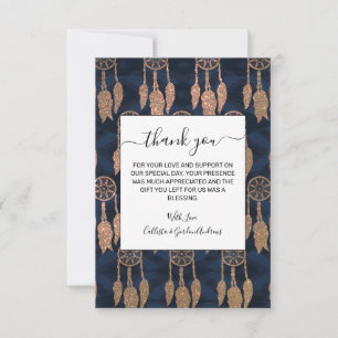 Guld-flottan Blue Glitter Ikat Dream Catcher Mönst Tack Kort