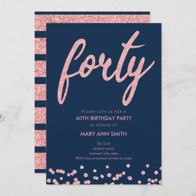 Guld-flottan i ro, 40:e födelsedag Party Inbjudningar (Fram/baksida)