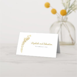Guld Flourish Butterfly White Elegant bröllop Placeringskort