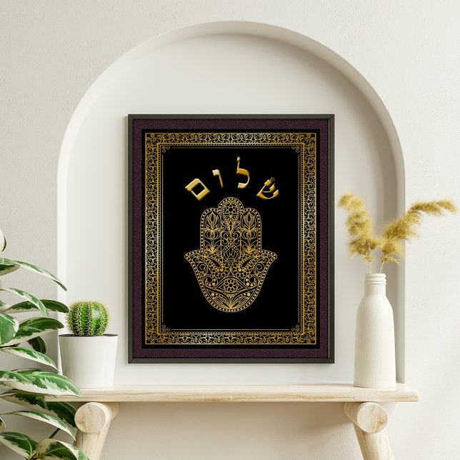Guld Flourish Hamsa Kabbalah Canvas Art Skriv ut Poster (Skapare uppladdad)