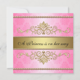 Guld Flourish Mönster Rosa Baby Shower för barn i  Inbjudningar