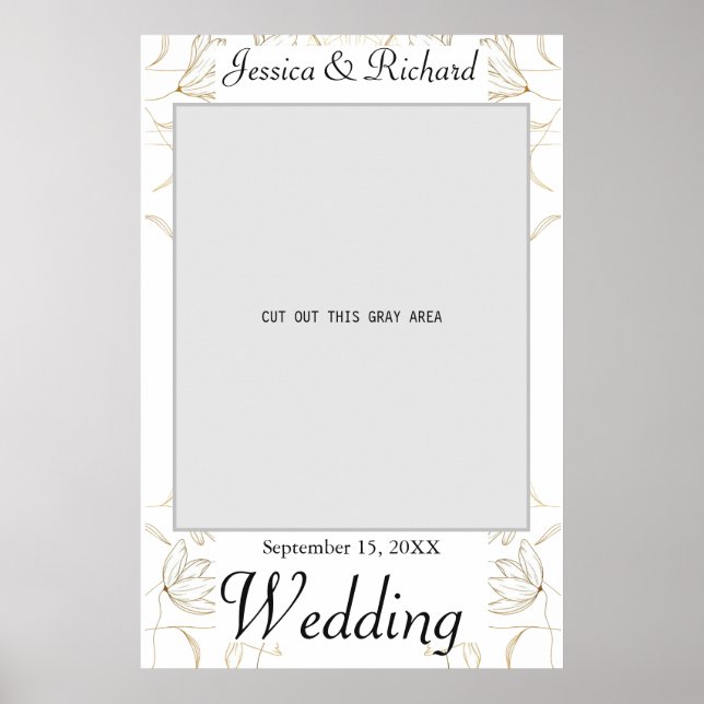 Guld Flower Bröllop Photo Prop Poster (Framsidan)