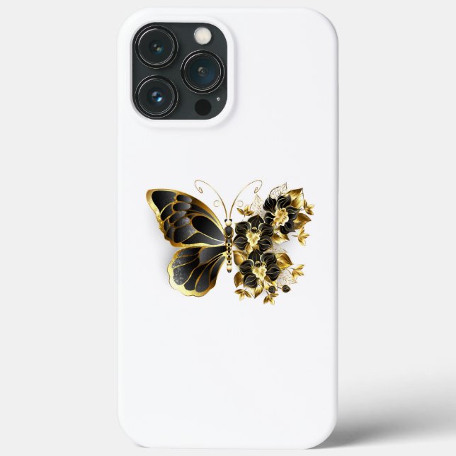Guld Flower Butterfly med Black Orchid (Baksida)