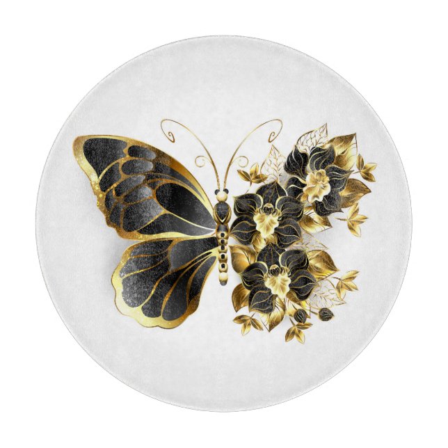 Guld Flower Butterfly med Black Orchid (Framsidan)