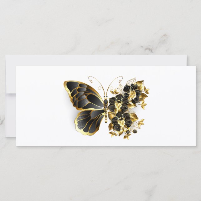 Guld Flower Butterfly med Black Orchid (Framsida)