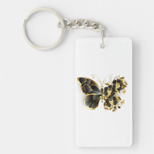 Guld Flower Butterfly med Black Orchid