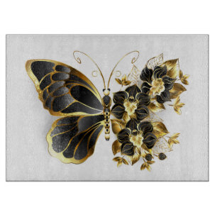 Guld Flower Butterfly med Black Orchid
