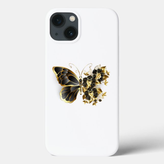 Guld Flower Butterfly med Black Orchid (Baksida)
