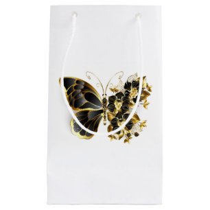 Guld Flower Butterfly med Black Orchid