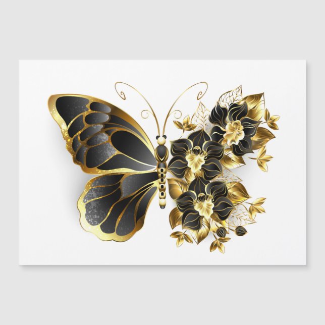 Guld Flower Butterfly med Black Orchid (Framsida)