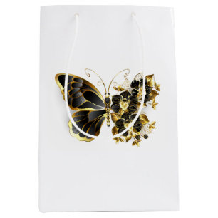 Guld Flower Butterfly med Black Orchid