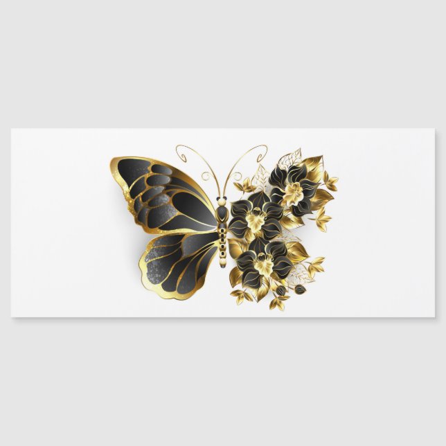 Guld Flower Butterfly med Black Orchid (Framsida)