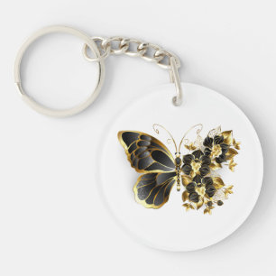 Guld Flower Butterfly med Black Orchid