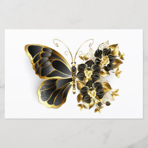 Guld Flower Butterfly med Black Orchid