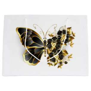 Guld Flower Butterfly med Black Orchid