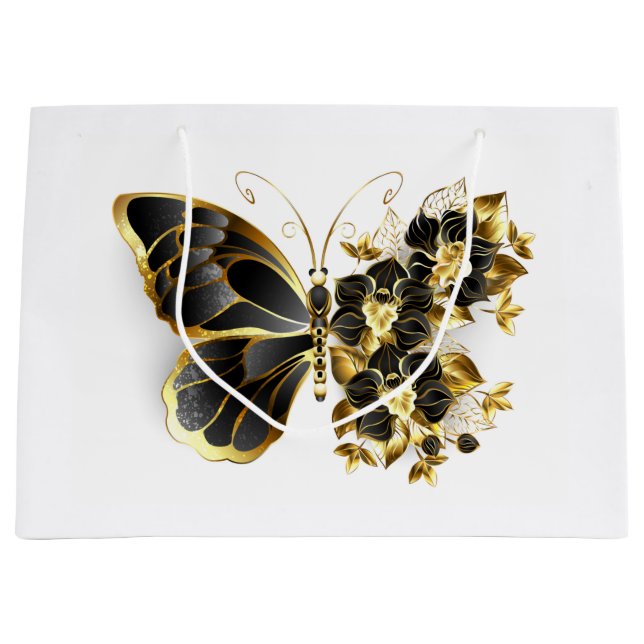 Guld Flower Butterfly med Black Orchid (Framsidan)