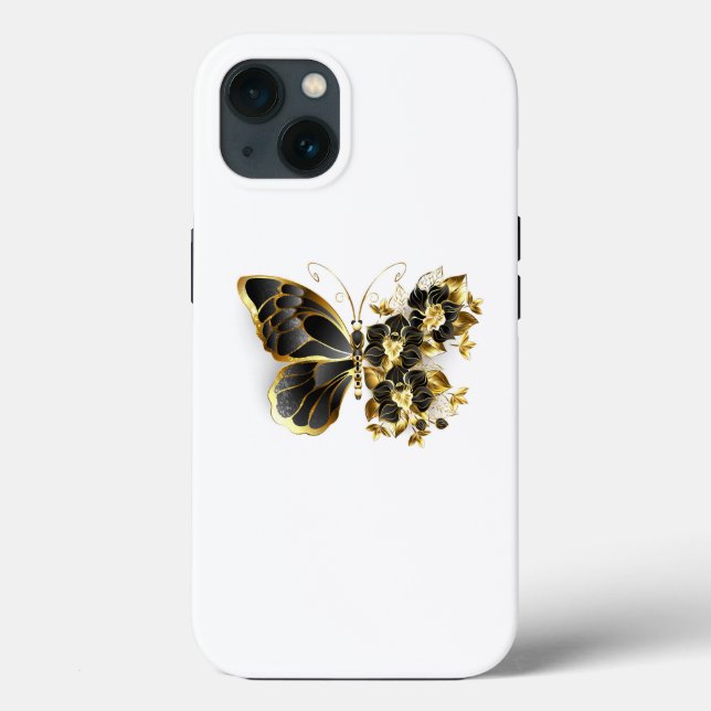 Guld Flower Butterfly med Black Orchid (Baksida)