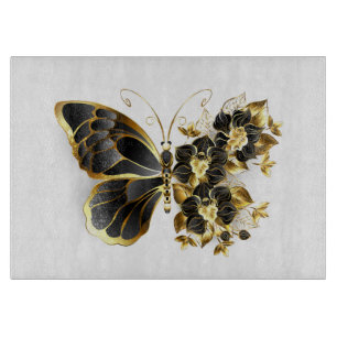 Guld Flower Butterfly med Black Orchid