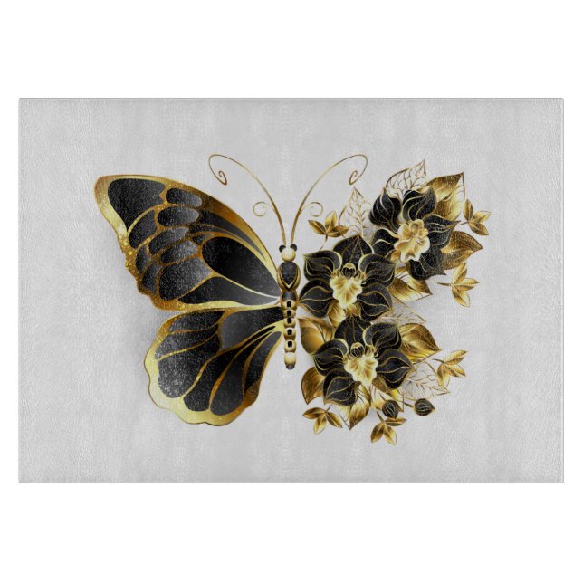 Guld Flower Butterfly med Black Orchid (Framsidan)