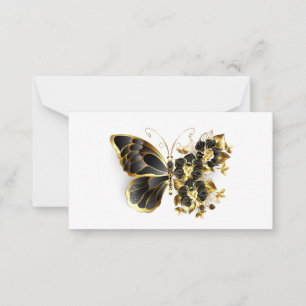 Guld Flower Butterfly med Black Orchid Anteckningskort