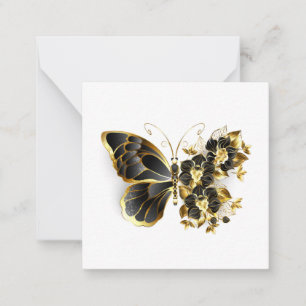 Guld Flower Butterfly med Black Orchid Anteckningskort