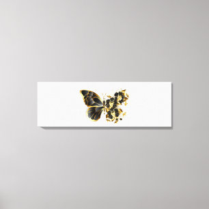 Guld Flower Butterfly med Black Orchid Canvastryck