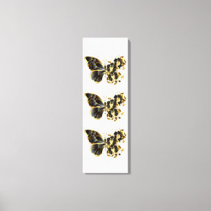 Guld Flower Butterfly med Black Orchid Canvastryck