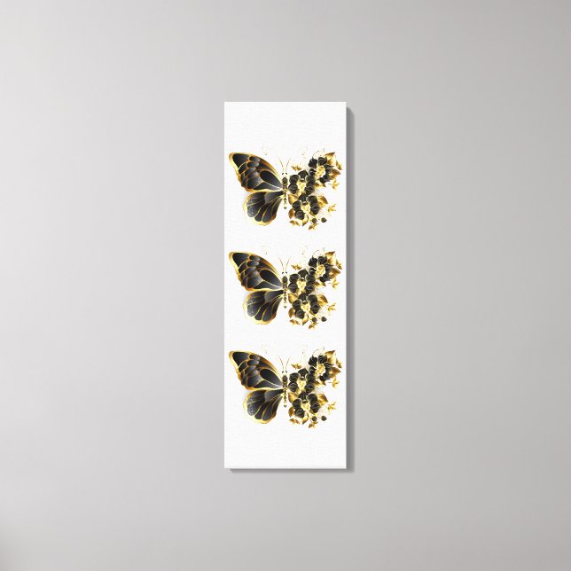 Guld Flower Butterfly med Black Orchid Canvastryck (Framsida)