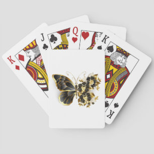 Guld Flower Butterfly med Black Orchid Casinokort