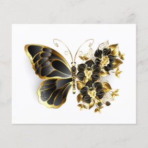 Guld Flower Butterfly med Black Orchid Flygblad