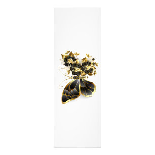 Guld Flower Butterfly med Black Orchid Fototryck