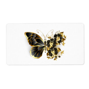 Guld Flower Butterfly med Black Orchid Fraktsedel