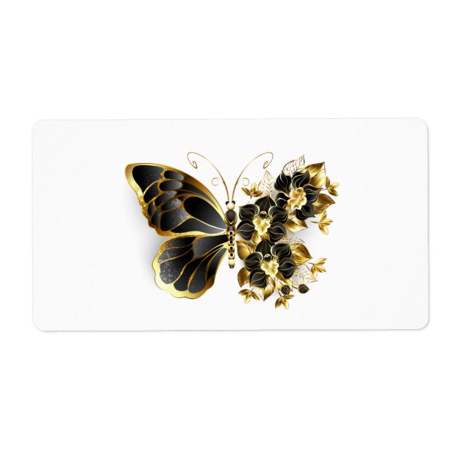 Guld Flower Butterfly med Black Orchid Fraktsedel (Framsidan)
