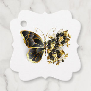 Guld Flower Butterfly med Black Orchid Gåvor Etiketter
