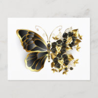 Guld Flower Butterfly med Black Orchid
