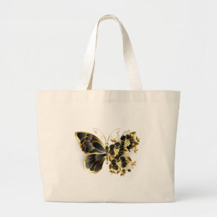 Guld Flower Butterfly med Black Orchid Jumbo Tygkasse