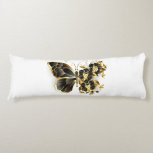 Guld Flower Butterfly med Black Orchid Kroppskudde