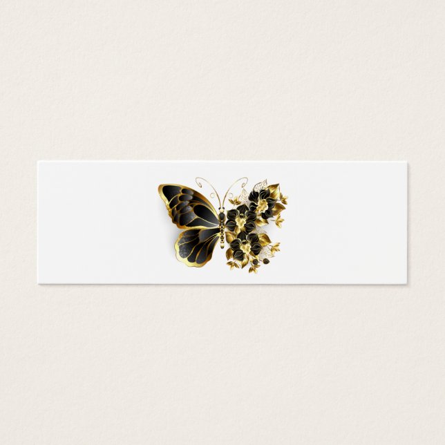 Guld Flower Butterfly med Black Orchid Litet Visitkort (Framsidan)