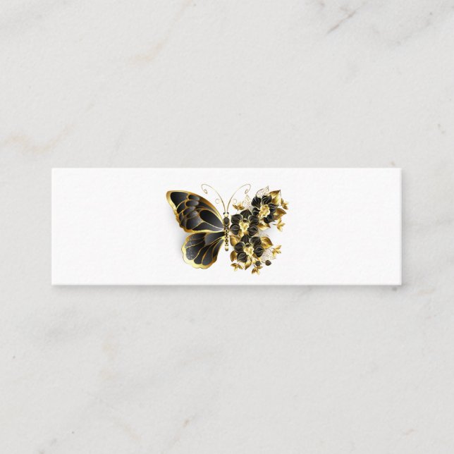 Guld Flower Butterfly med Black Orchid Lojalitetskort (Framsida)