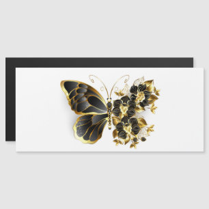 Guld Flower Butterfly med Black Orchid Magnetisk Inbjudningskort
