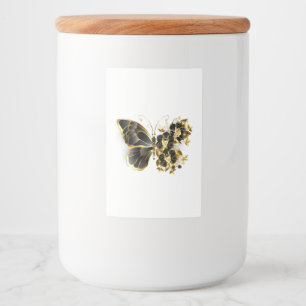 Guld Flower Butterfly med Black Orchid Mat Etikett