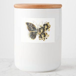 Guld Flower Butterfly med Black Orchid Mat Etiketter