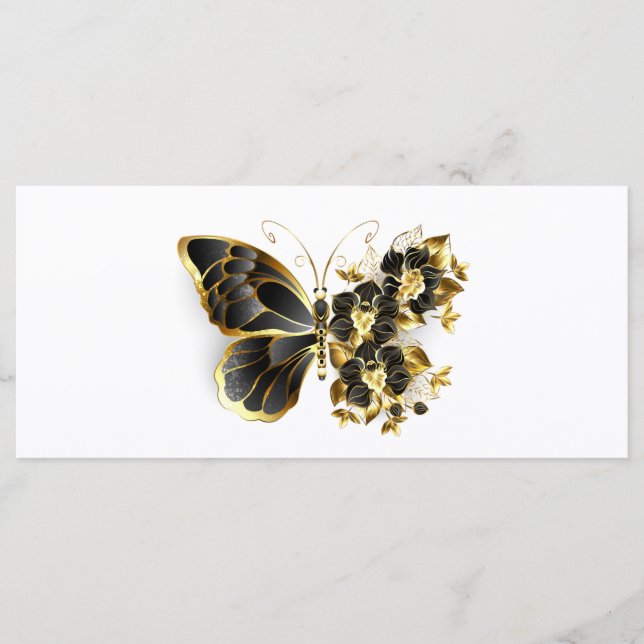 Guld Flower Butterfly med Black Orchid Meny (Framsida)