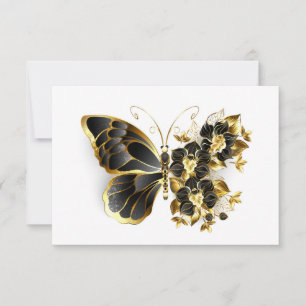 Guld Flower Butterfly med Black Orchid OSA Kort