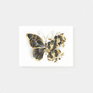 Guld Flower Butterfly med Black Orchid Post-it Block