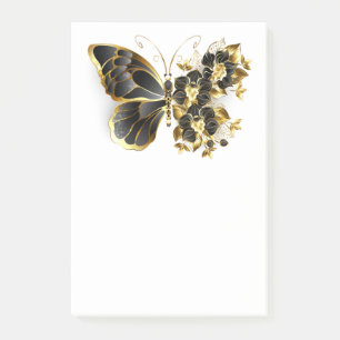 Guld Flower Butterfly med Black Orchid Post-it Block
