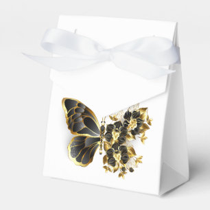 Guld Flower Butterfly med Black Orchid Presentaskar