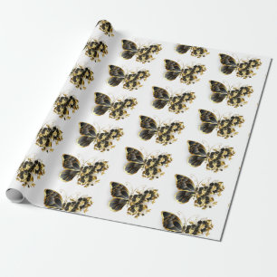 Guld Flower Butterfly med Black Orchid Presentpapper